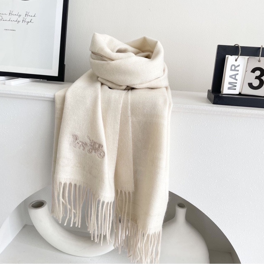Elegant Cream Fringe Scarf for Women